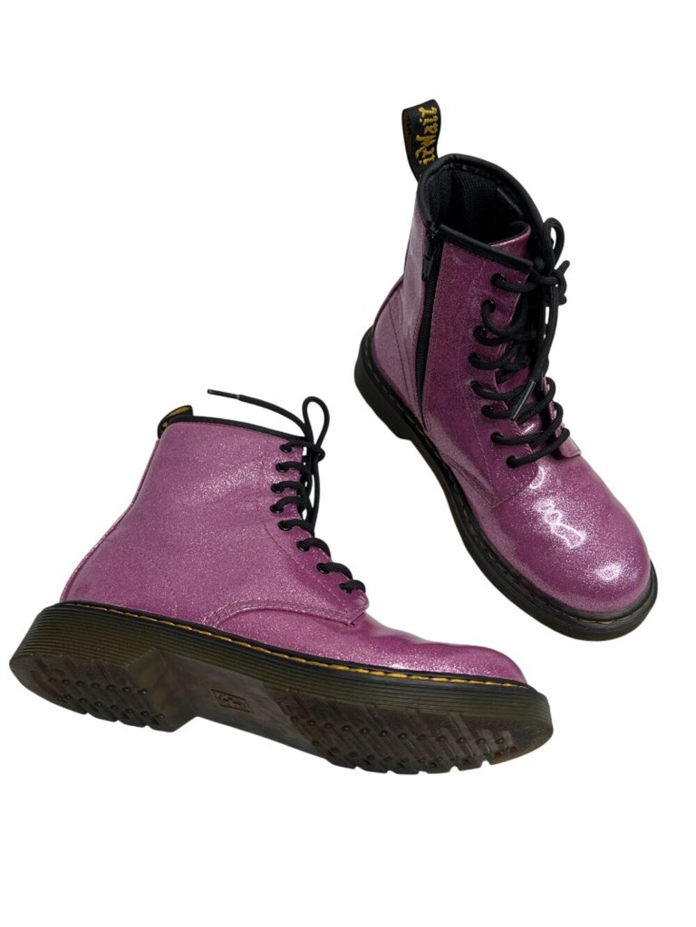 Dr. Martens 1460 Pink Glitter Boots Lace-Up Size 6 Womens EU 37